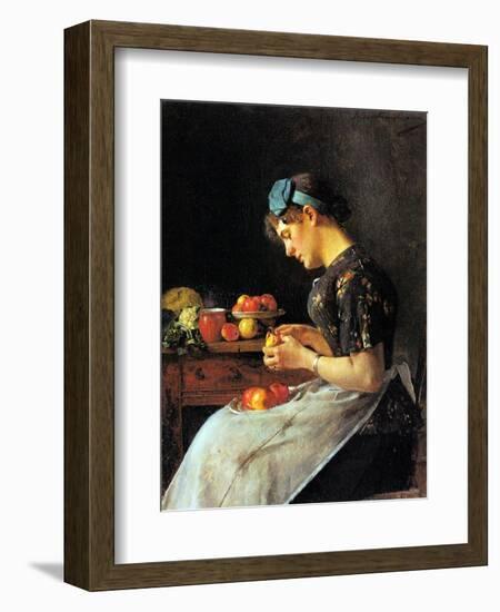 Young Woman Peeling Apples-Isidor Kaufmann-Framed Art Print