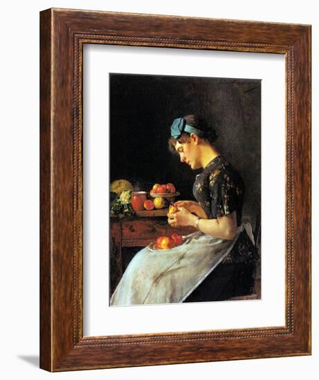 Young Woman Peeling Apples-Isidor Kaufmann-Framed Art Print