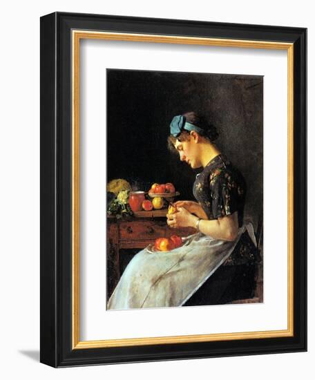 Young Woman Peeling Apples-Isidor Kaufmann-Framed Art Print