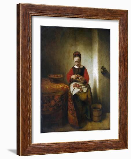 Young Woman Peeling Apples-Nicholaes Maes-Framed Giclee Print