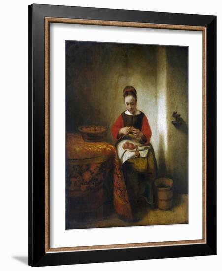 Young Woman Peeling Apples-Nicholaes Maes-Framed Giclee Print