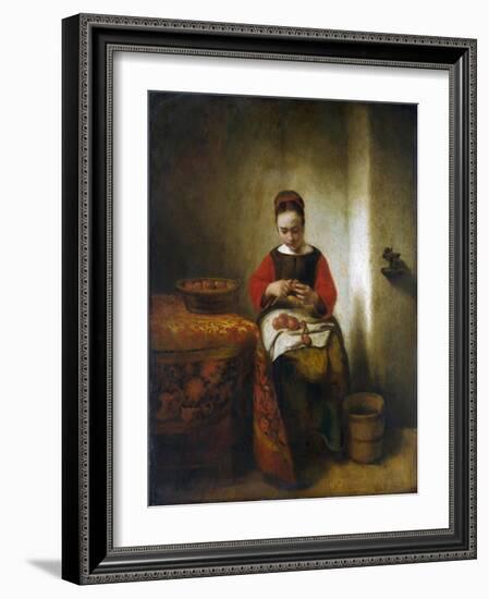 Young Woman Peeling Apples-Nicholaes Maes-Framed Giclee Print