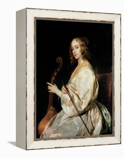 Young Woman Playing a Viola Da Gamba-Sir Anthony Van Dyck-Framed Premier Image Canvas