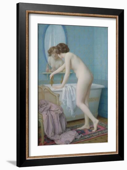 Young Woman Preparing Her Bath-Jules Scalbert-Framed Giclee Print