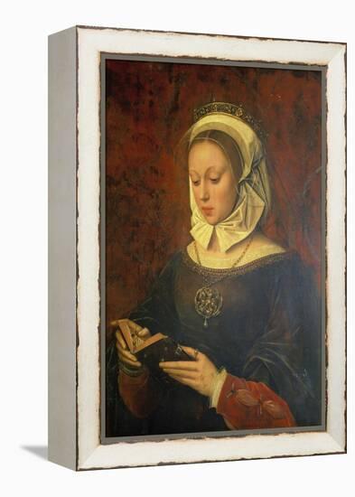 Young Woman Reading a Book of Hours-Ambrosius Benson-Framed Premier Image Canvas