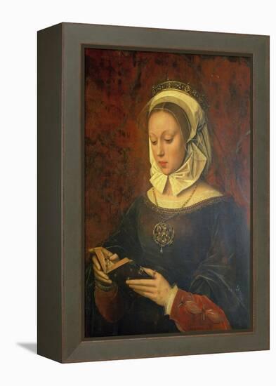 Young Woman Reading a Book of Hours-Ambrosius Benson-Framed Premier Image Canvas