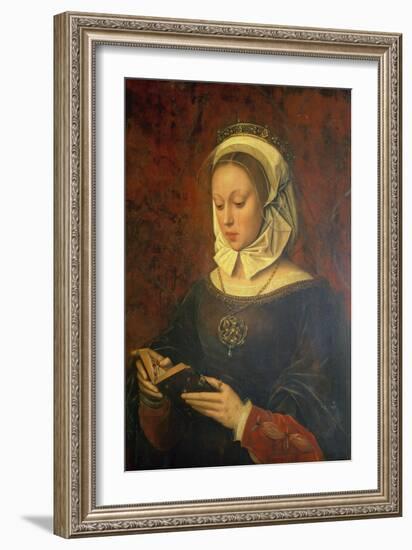 Young Woman Reading a Book of Hours-Ambrosius Benson-Framed Giclee Print