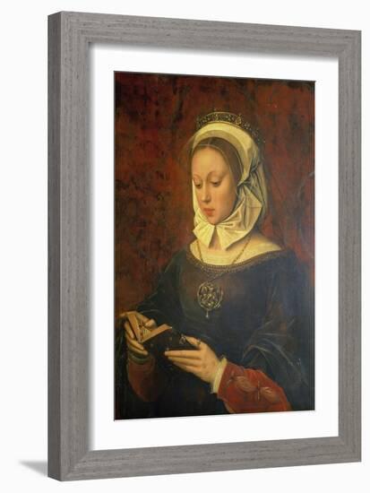 Young Woman Reading a Book of Hours-Ambrosius Benson-Framed Giclee Print