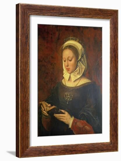 Young Woman Reading a Book of Hours-Ambrosius Benson-Framed Giclee Print