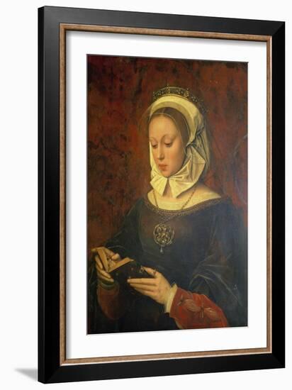 Young Woman Reading a Book of Hours-Ambrosius Benson-Framed Giclee Print