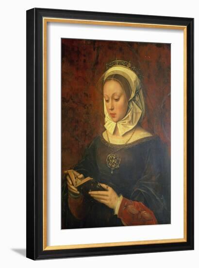 Young Woman Reading a Book of Hours-Ambrosius Benson-Framed Giclee Print