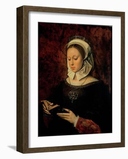 Young Woman Reading a Book of Hours-Ambrosius Benson-Framed Giclee Print