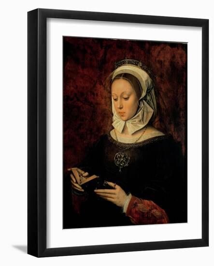 Young Woman Reading a Book of Hours-Ambrosius Benson-Framed Giclee Print