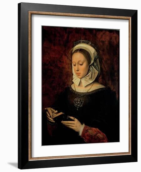 Young Woman Reading a Book of Hours-Ambrosius Benson-Framed Giclee Print