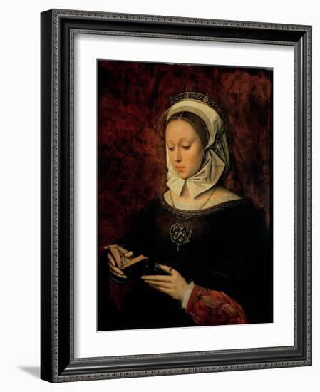 Young Woman Reading a Book of Hours-Ambrosius Benson-Framed Giclee Print