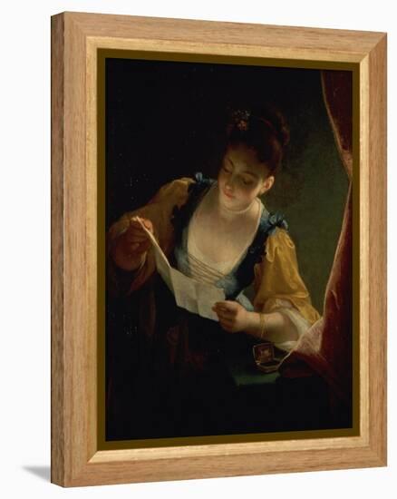 Young Woman Reading a Letter-Jean Raoux-Framed Premier Image Canvas