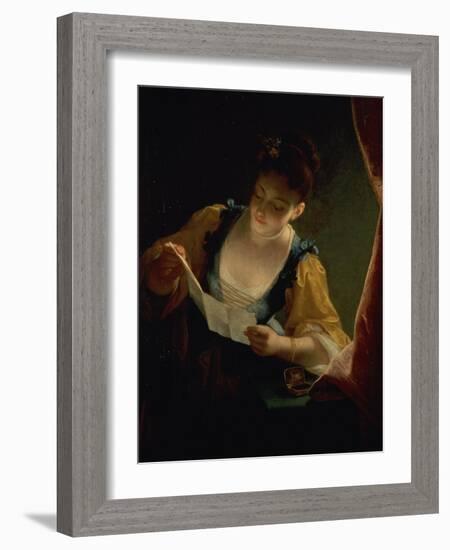 Young Woman Reading a Letter-Jean Raoux-Framed Giclee Print