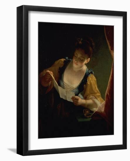 Young Woman Reading a Letter-Jean Raoux-Framed Giclee Print