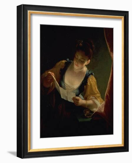 Young Woman Reading a Letter-Jean Raoux-Framed Giclee Print