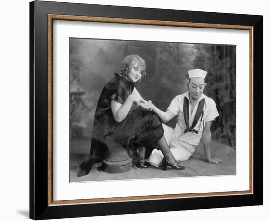 Young Woman Reading Sailors Palm-null-Framed Photo