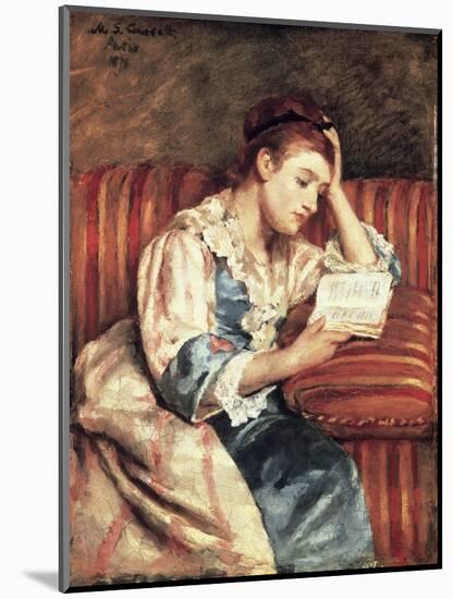 Young Woman Reading-Mary Cassatt-Mounted Premium Giclee Print