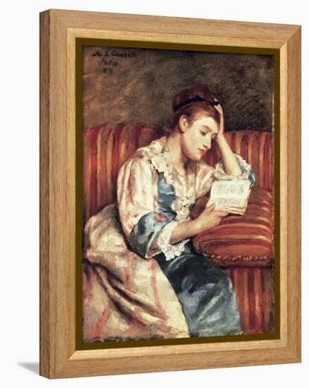 Young Woman Reading-Mary Cassatt-Framed Premier Image Canvas