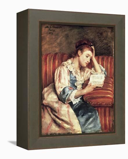 Young Woman Reading-Mary Cassatt-Framed Premier Image Canvas