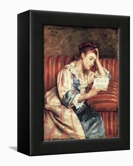 Young Woman Reading-Mary Cassatt-Framed Premier Image Canvas