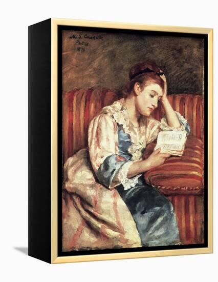 Young Woman Reading-Mary Cassatt-Framed Premier Image Canvas