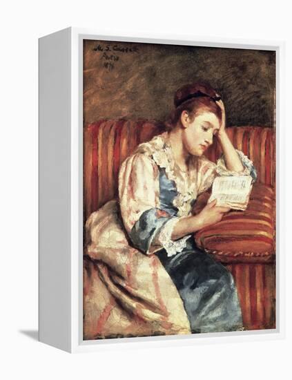 Young Woman Reading-Mary Cassatt-Framed Premier Image Canvas