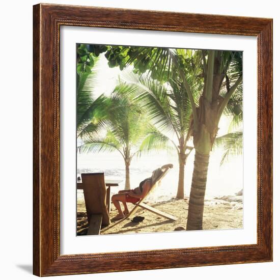 Young Woman Relaxes on Avellans Beach, Costa Rica, Central America-Aaron McCoy-Framed Photographic Print