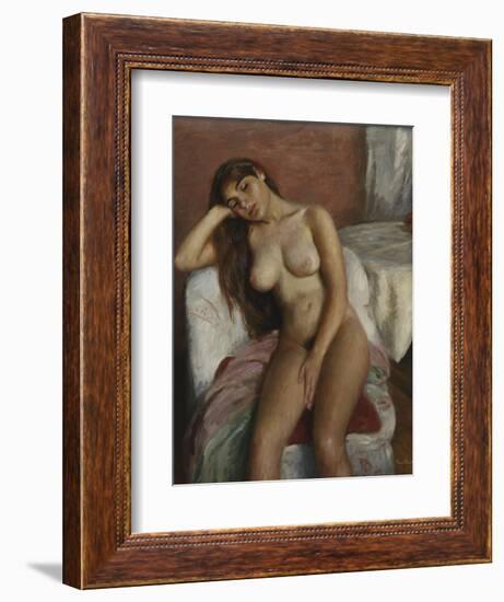 Young Woman Relaxing; Jeune Femme Se Reposant-Ramon Pichot Girones-Framed Giclee Print