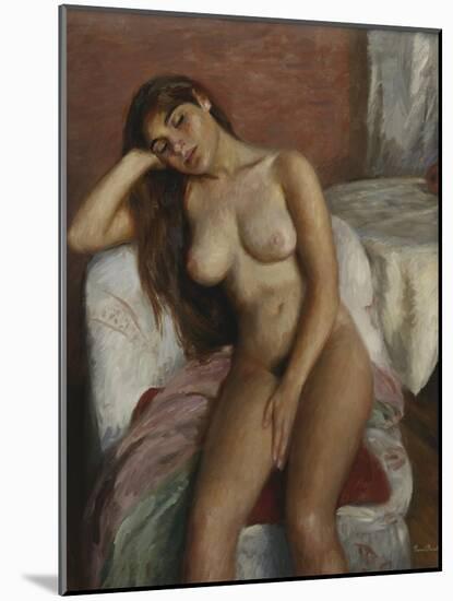 Young Woman Relaxing; Jeune Femme Se Reposant-Ramon Pichot Girones-Mounted Giclee Print