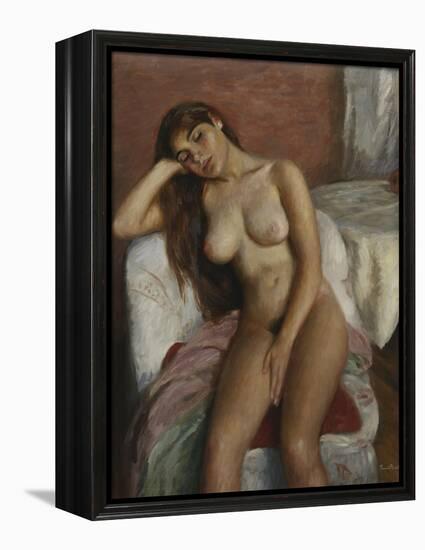 Young Woman Relaxing; Jeune Femme Se Reposant-Ramon Pichot Girones-Framed Premier Image Canvas