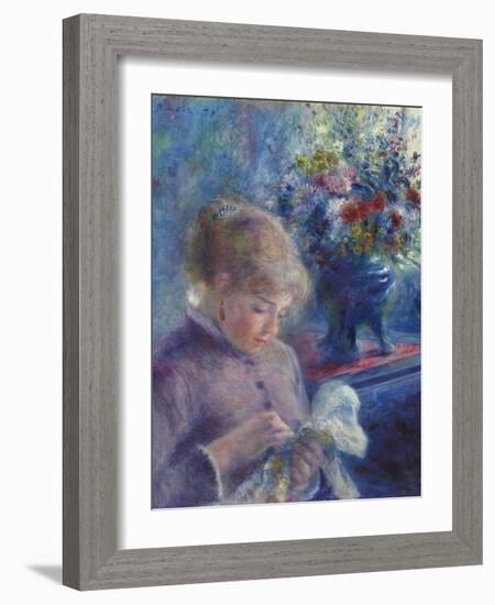 Young Woman Sewing, 1879-Pierre Auguste Renoir-Framed Giclee Print