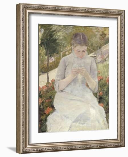 Young Woman Sewing in the Garden, 1880-1882-Mary Cassatt-Framed Giclee Print