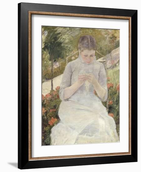 Young Woman Sewing in the Garden, 1880-1882-Mary Cassatt-Framed Giclee Print