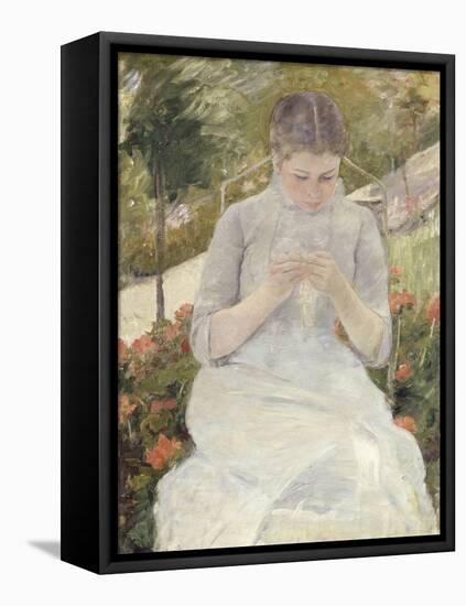 Young Woman Sewing in the Garden, 1880-1882-Mary Cassatt-Framed Premier Image Canvas