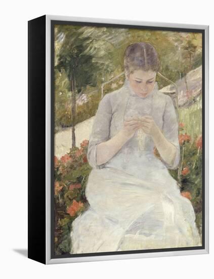 Young Woman Sewing in the Garden, 1880-1882-Mary Cassatt-Framed Premier Image Canvas