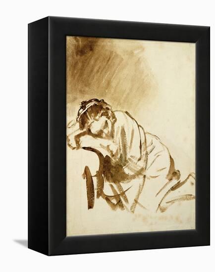 Young Woman Sleeping-Rembrandt van Rijn-Framed Premier Image Canvas