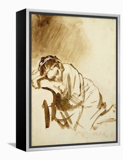 Young Woman Sleeping-Rembrandt van Rijn-Framed Premier Image Canvas