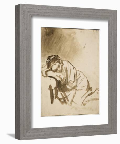 Young Woman Sleeping-Rembrandt van Rijn-Framed Premium Giclee Print