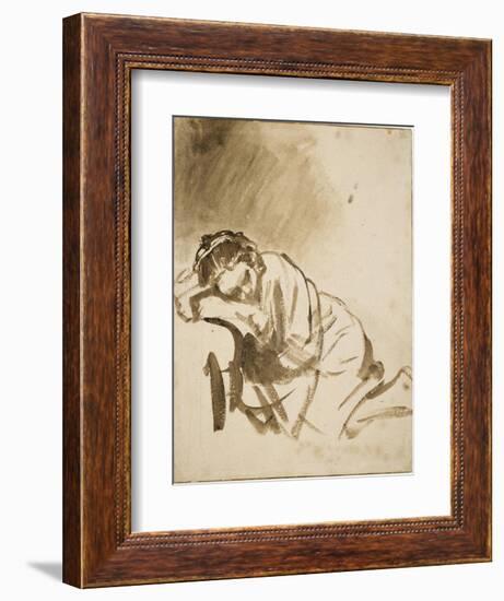 Young Woman Sleeping-Rembrandt van Rijn-Framed Premium Giclee Print