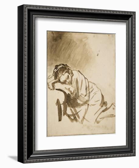 Young Woman Sleeping-Rembrandt van Rijn-Framed Premium Giclee Print