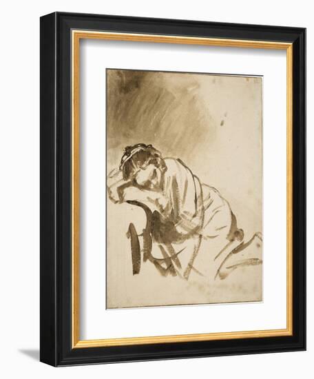 Young Woman Sleeping-Rembrandt van Rijn-Framed Premium Giclee Print