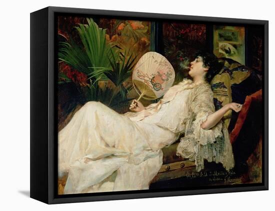 Young Woman Smoking, 1894-Francisco Masriera y Manovens-Framed Premier Image Canvas