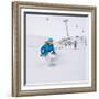Young Woman Snowboarder in Motion on Snowboard in Mountains-Maxim Blinkov-Framed Photographic Print