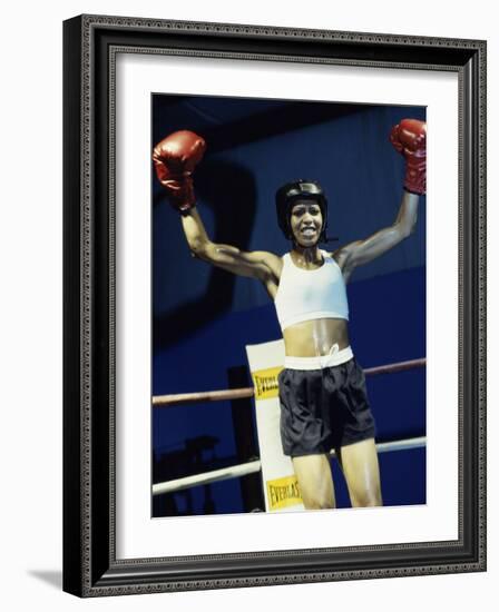 Young Woman Standing in a Boxing Ring-null-Framed Photographic Print