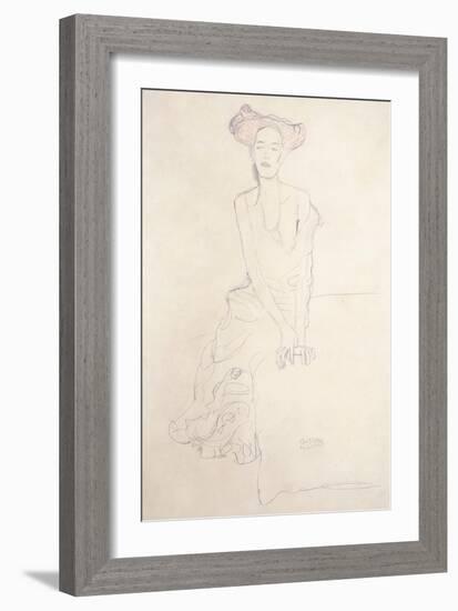 Young Woman, Supporting Herself with Her Hands, 1908-Gustav Klimt-Framed Giclee Print