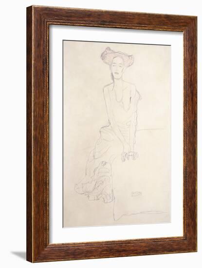 Young Woman, Supporting Herself with Her Hands, 1908-Gustav Klimt-Framed Giclee Print